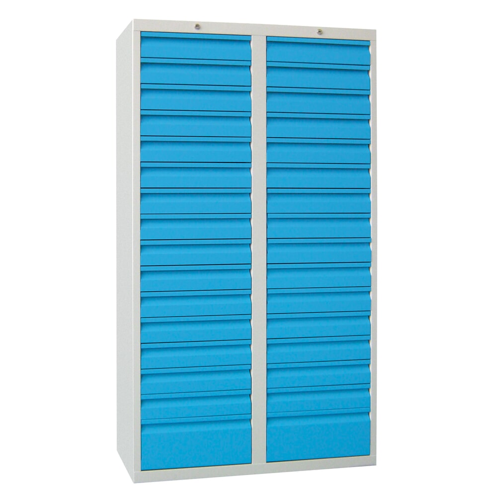 Product afbeelding: Lichte ladekast PAVOY, glijgeleiding, laden 30x100 + 2x200 mm, breedte 1.000 mm, hemelsblauw, lichtgrijs