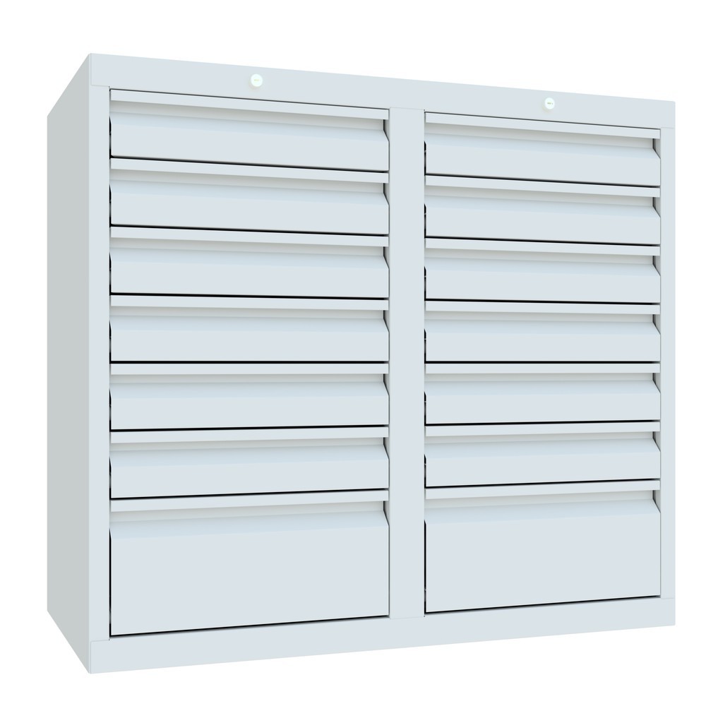 Productafbeelding nr. 3: Lichte ladekast PAVOY, rolgeleiding, laden 12x100 + 2x200 mm, breedte 1.000 mm, lichtgrijs, lichtgrijs