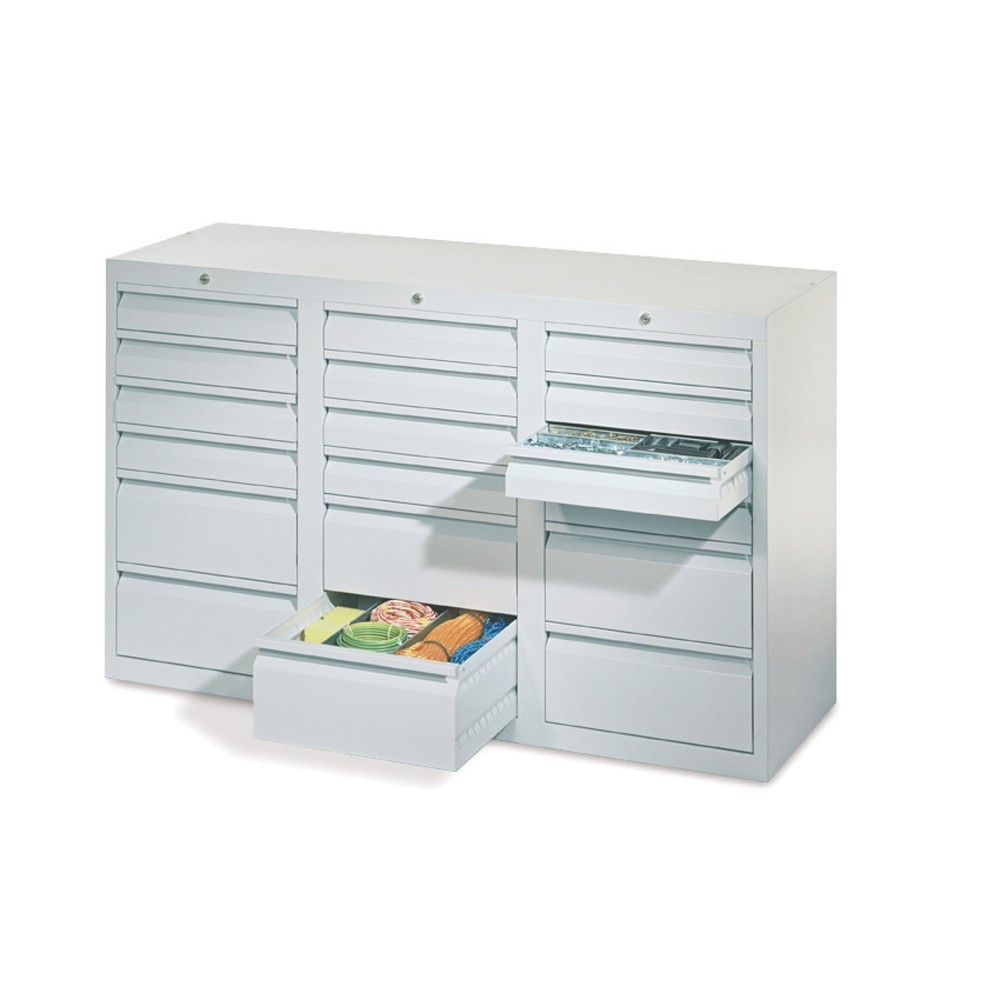 Product afbeelding: Lichte ladekast PAVOY, rolgeleiding, laden 18x100 + 3x200 mm, breedte 1.500 mm, gentiaanblauw, gentiaanblauw