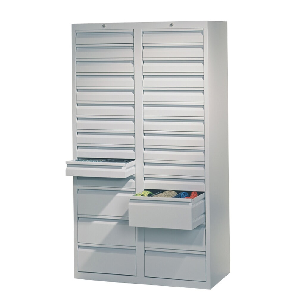 Productafbeelding nr. 2: Lichte ladekast PAVOY, rolgeleiding, laden 22x100 + 6x200 mm, breedte 1.000 mm, hemelsblauw, lichtgrijs