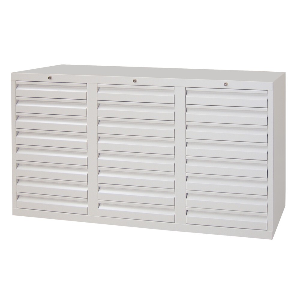 Product afbeelding: Lichte ladekast PAVOY, rolgeleiding, laden 24x100 mm, breedte 1.500 mm, hemelsblauw, lichtgrijs