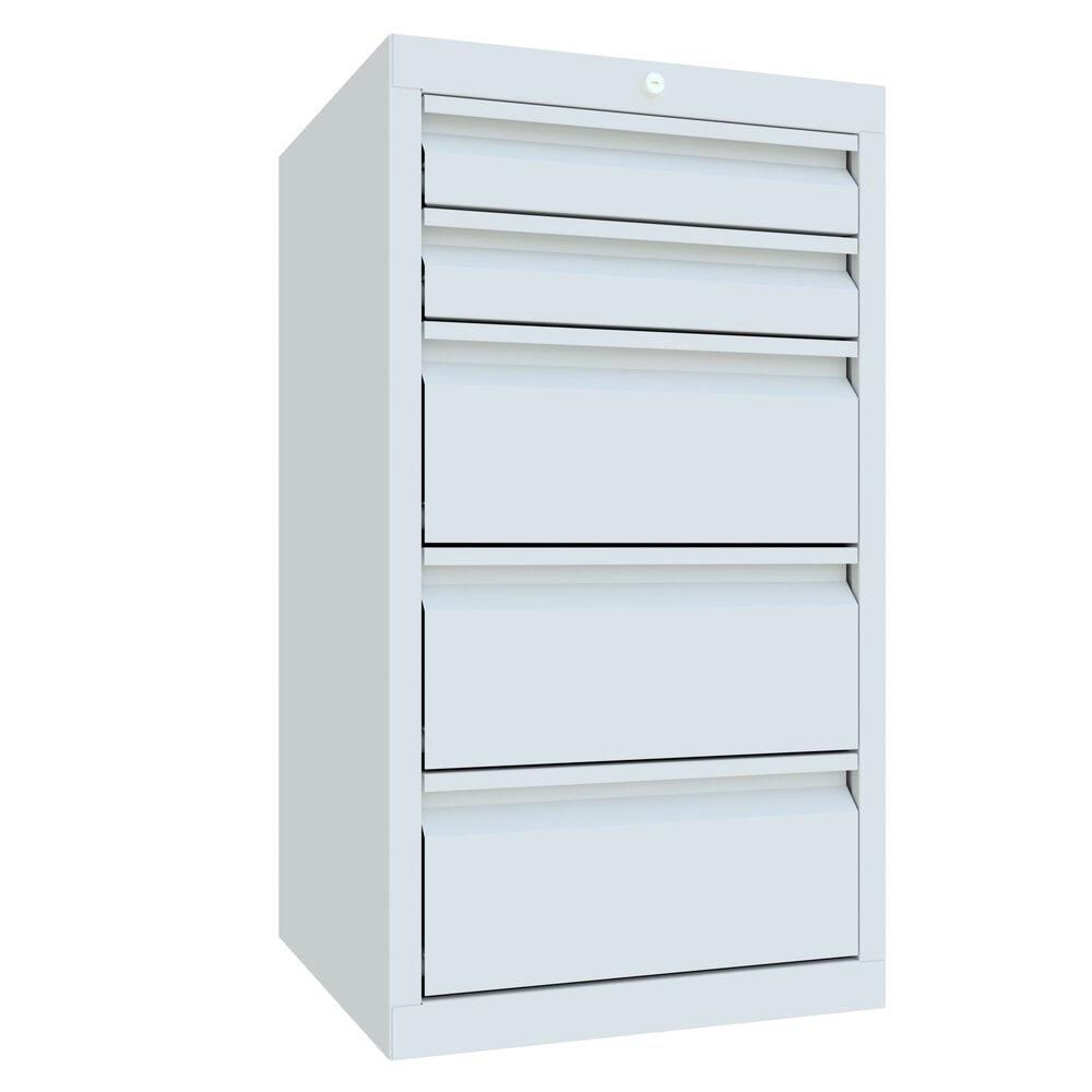 Product afbeelding: Lichte ladekast PAVOY, rolgeleiding, laden 2x100 + 3x200 mm, breedte 500 mm, lichtgrijs, lichtgrijs