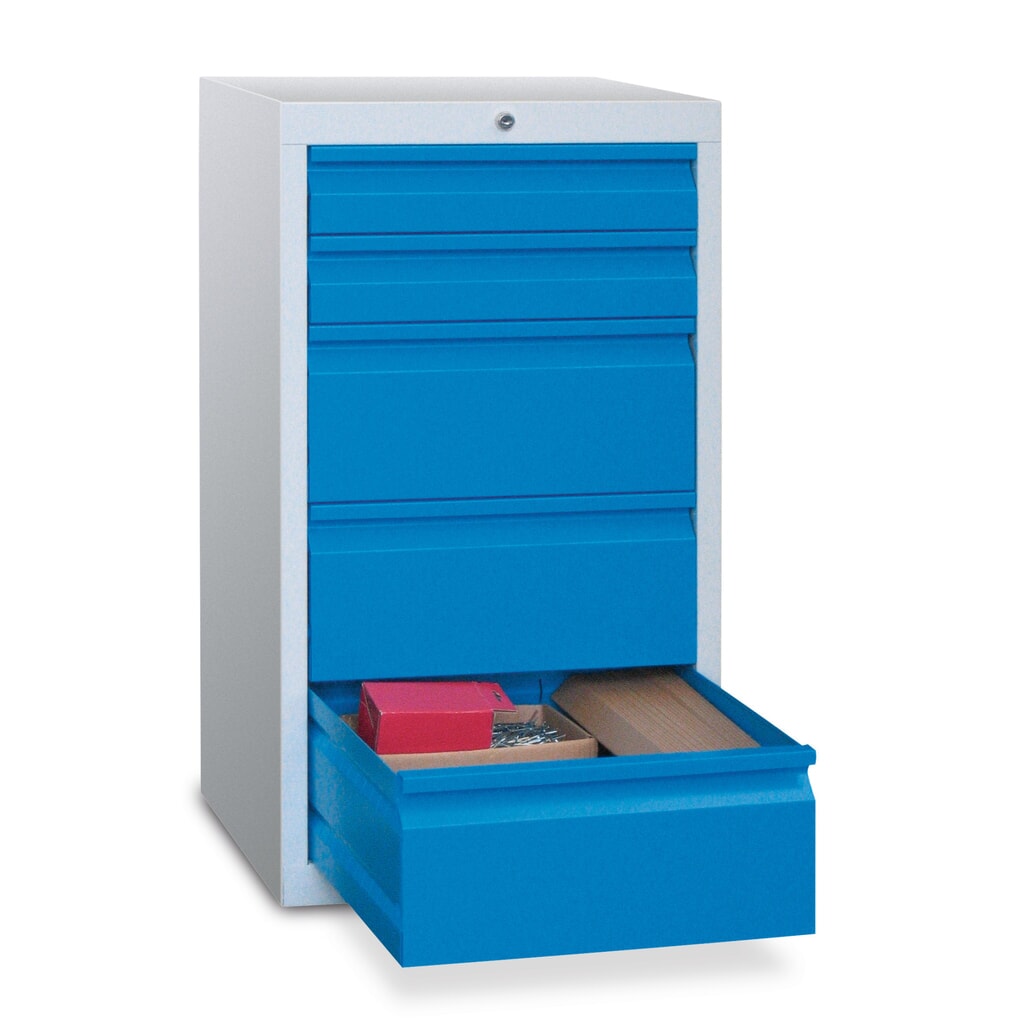 Product afbeelding: Lichte ladekast PAVOY, glijgeleiding, laden 8x100 mm, breedte 500 mm, hemelsblauw, lichtgrijs