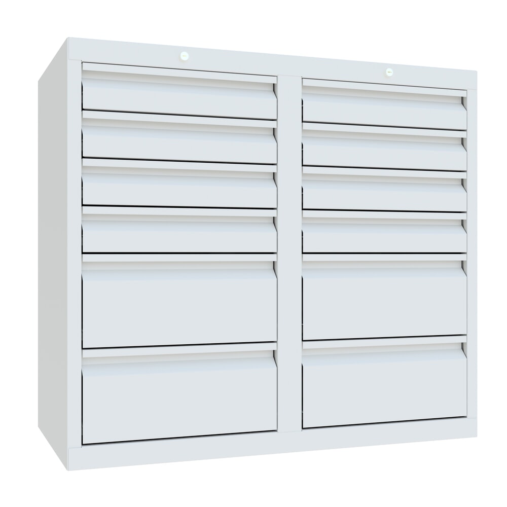 Productafbeelding nr. 1: Lichte ladekast PAVOY, rolgeleiding, laden 8x100 + 4x200 mm, breedte 1.000 mm, lichtgrijs, lichtgrijs