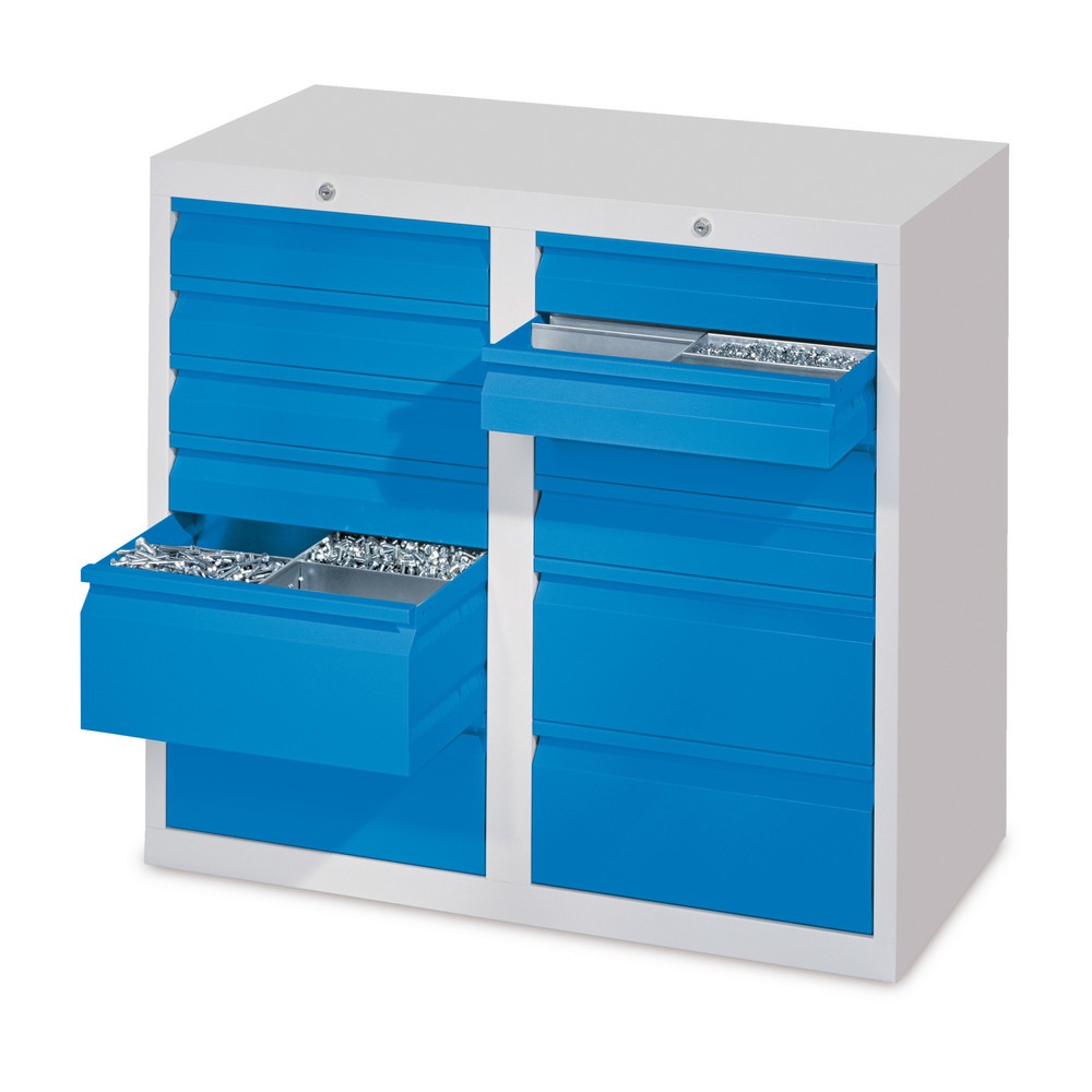 Product afbeelding: Lichte ladekast PAVOY, glijgeleiding, laden 8x100 + 4x200 mm, breedte 1.000 mm, robijnrood, lichtgrijs