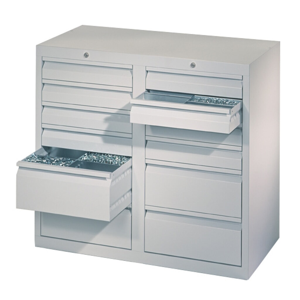 Productafbeelding nr. 2: Lichte ladekast PAVOY, glijgeleiding, laden 8x100 + 4x200 mm, breedte 1.000 mm, gentiaanblauw, lichtgrijs