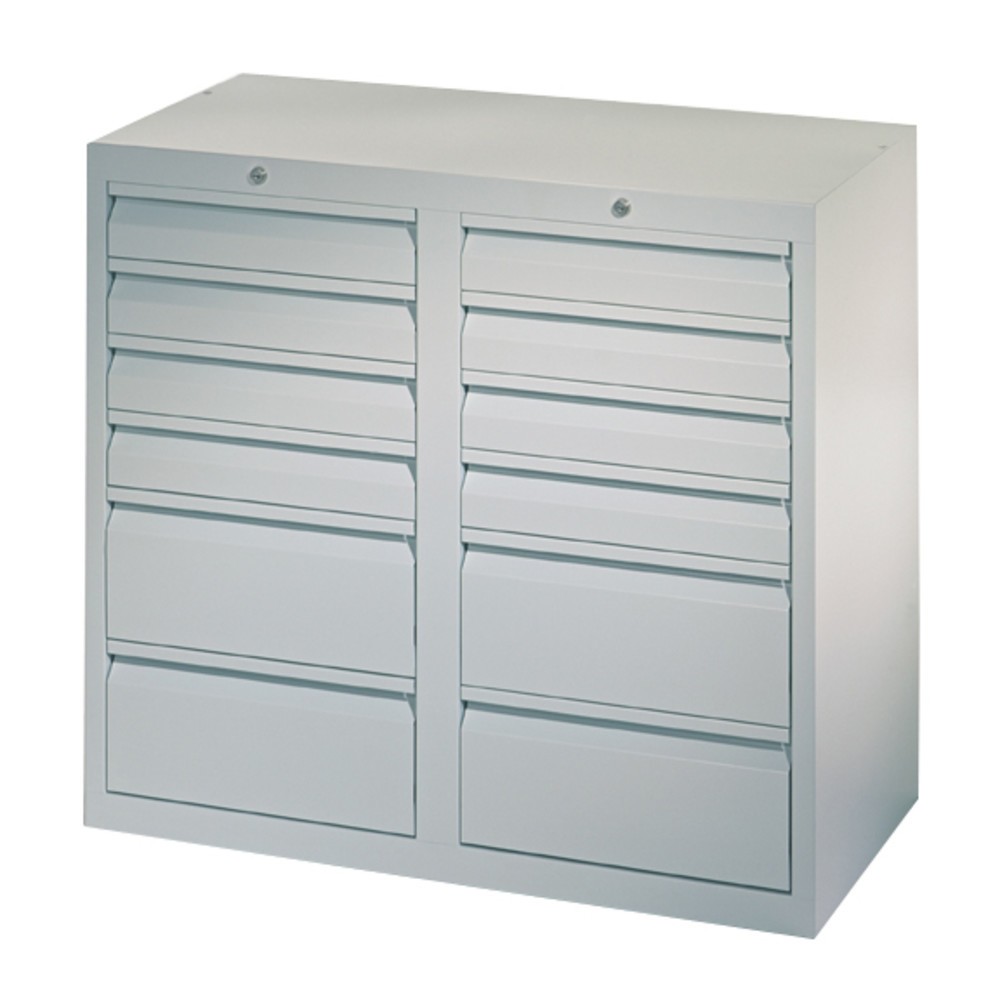 Productafbeelding nr. 3: Lichte ladekast PAVOY, glijgeleiding, laden 8x100 + 4x200 mm, breedte 1.000 mm, lichtblauw, lichtgrijs