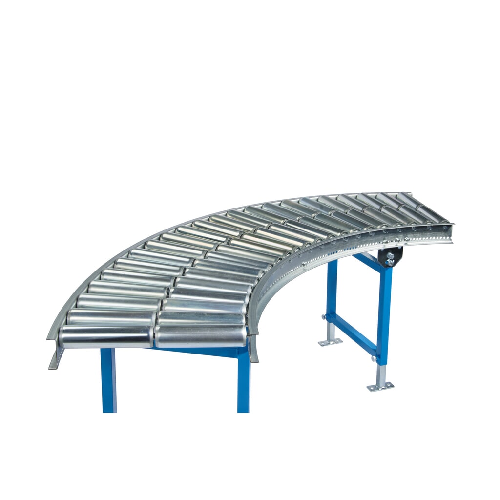 BLUME lichte rollenbaan, 90˚ bocht, stalen rollen, Ø 50 mm, Baanbreedte 800 mm, Asafstand 100 mm Product afbeelding: BLUME lichte rollenbaan, 90˚ bocht, stalen rollen, Ø 50 mm, Baanbreedte 800 mm, Asafstand 100 mm