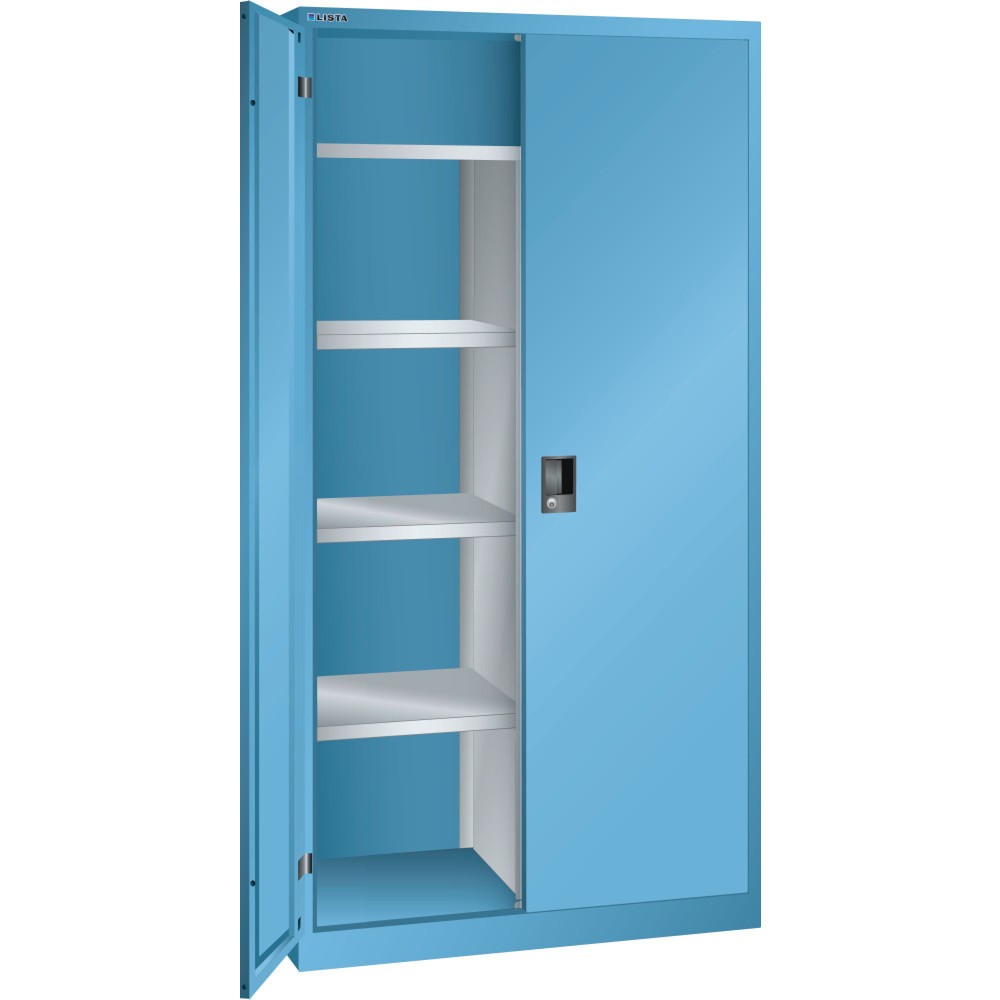 Product afbeelding: Linnen- en garderobekast LISTA, (bxdxh) 1000x500x1950 mm, 4 verstelbare legborden, lichtblauw, KEY Lock