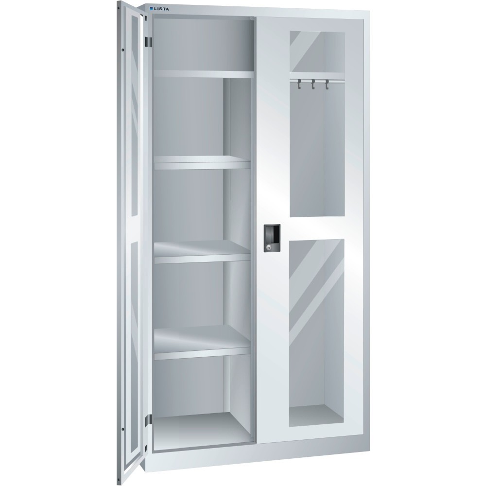 Product afbeelding: Linnen- en garderobekast LISTA, (bxdxh) 1000x500x1950 mm, 4 verstelbare legborden, lichtgrijs, KEY Lock