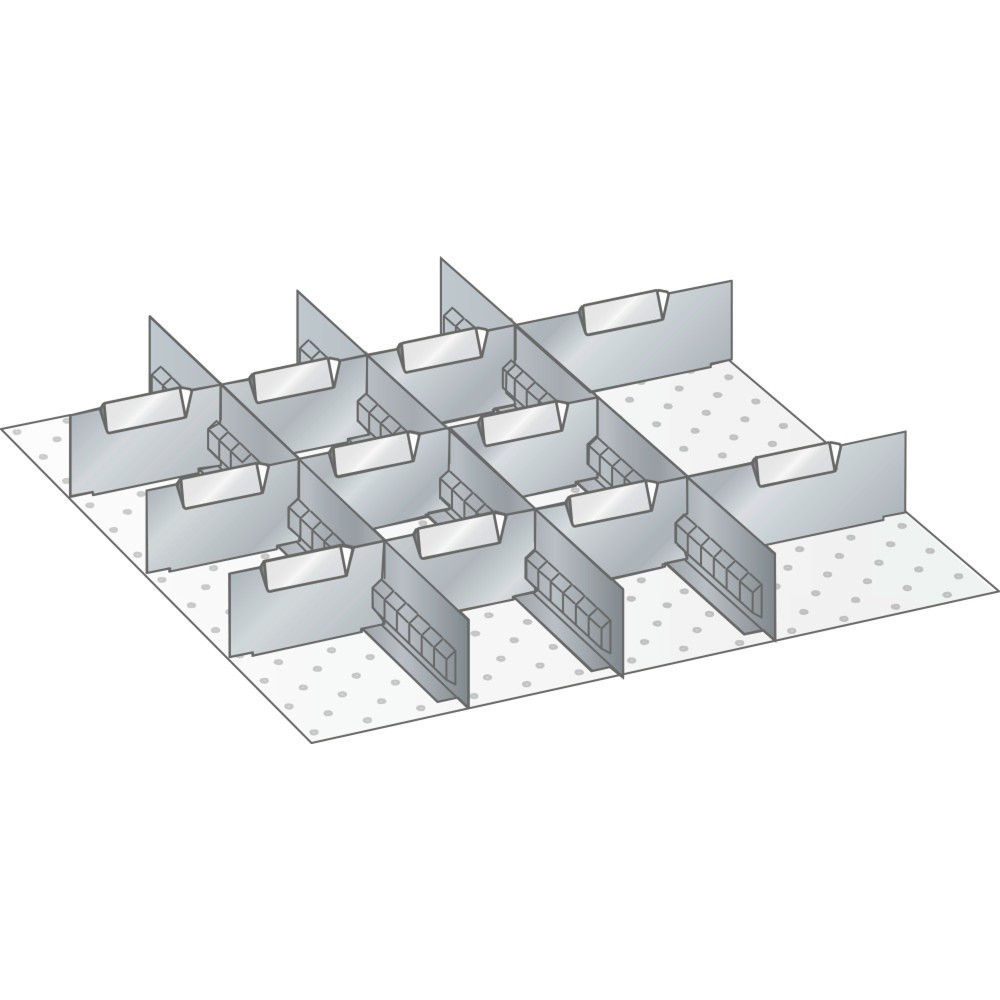 Product afbeelding: LISTA set sleufwanden en scheidingspanelen 27x27E, (bxdxfh) 459x459x50 mm, 3 sleufwanden, 11 scheidingspanelen, voor fronthoogte 50 mm