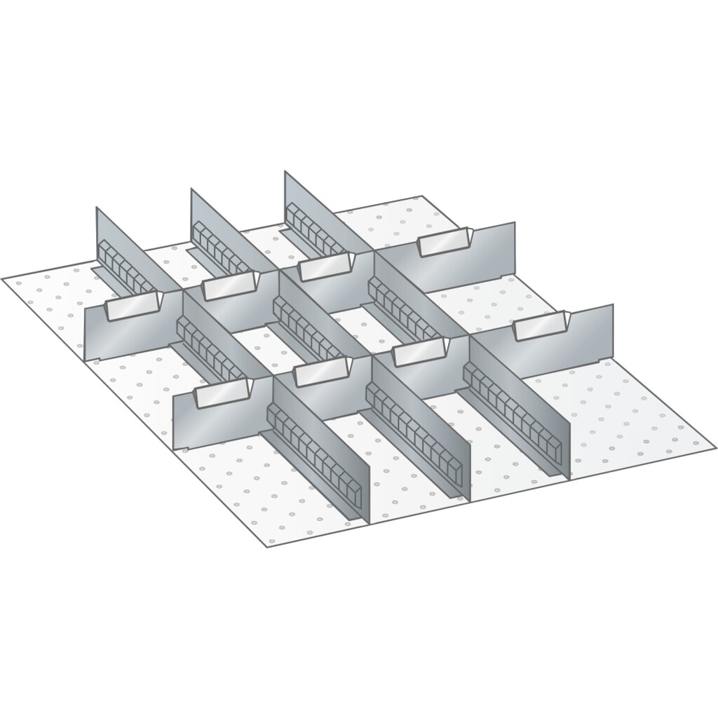 LISTA set sleufwanden en scheidingspanelen 27x36E, (bxd) 459x612 mm, 3 sleufwanden, 8 scheidingspanelen, voor fronthoogte 50 mm Product afbeelding: LISTA set sleufwanden en scheidingspanelen 27x36E, (bxd) 459x612 mm, 3 sleufwanden, 8 scheidingspanelen, voor fronthoogte 50 mm
