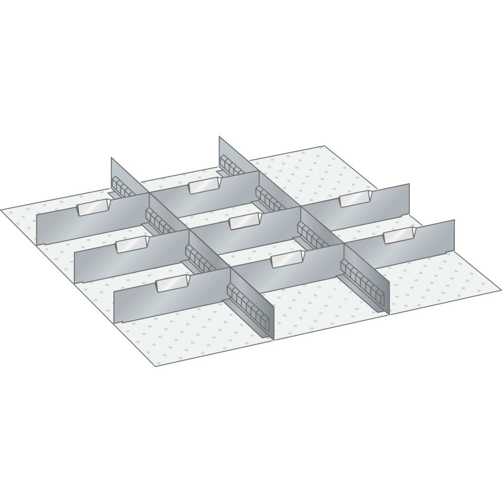 Product afbeelding: LISTA set sleufwanden en scheidingspanelen 36x36E, (bxd) 612x612 mm, 2 sleufwanden, 8 scheidingspanelen, voor fronthoogte 75 mm