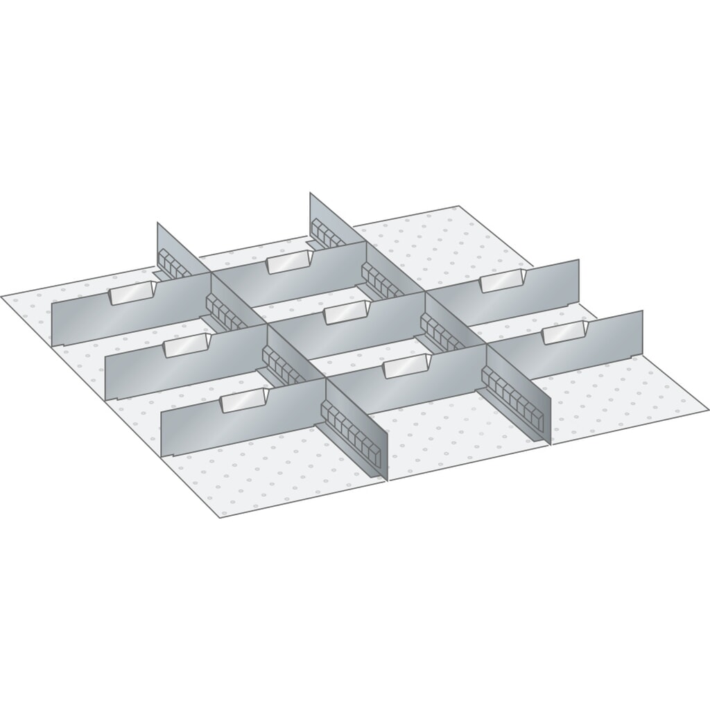 Product afbeelding: LISTA set sleufwanden en scheidingspanelen 36x36E, (bxd) 612x612 mm, 2 sleufwanden, 8 scheidingspanelen, voor fronthoogte 75 mm