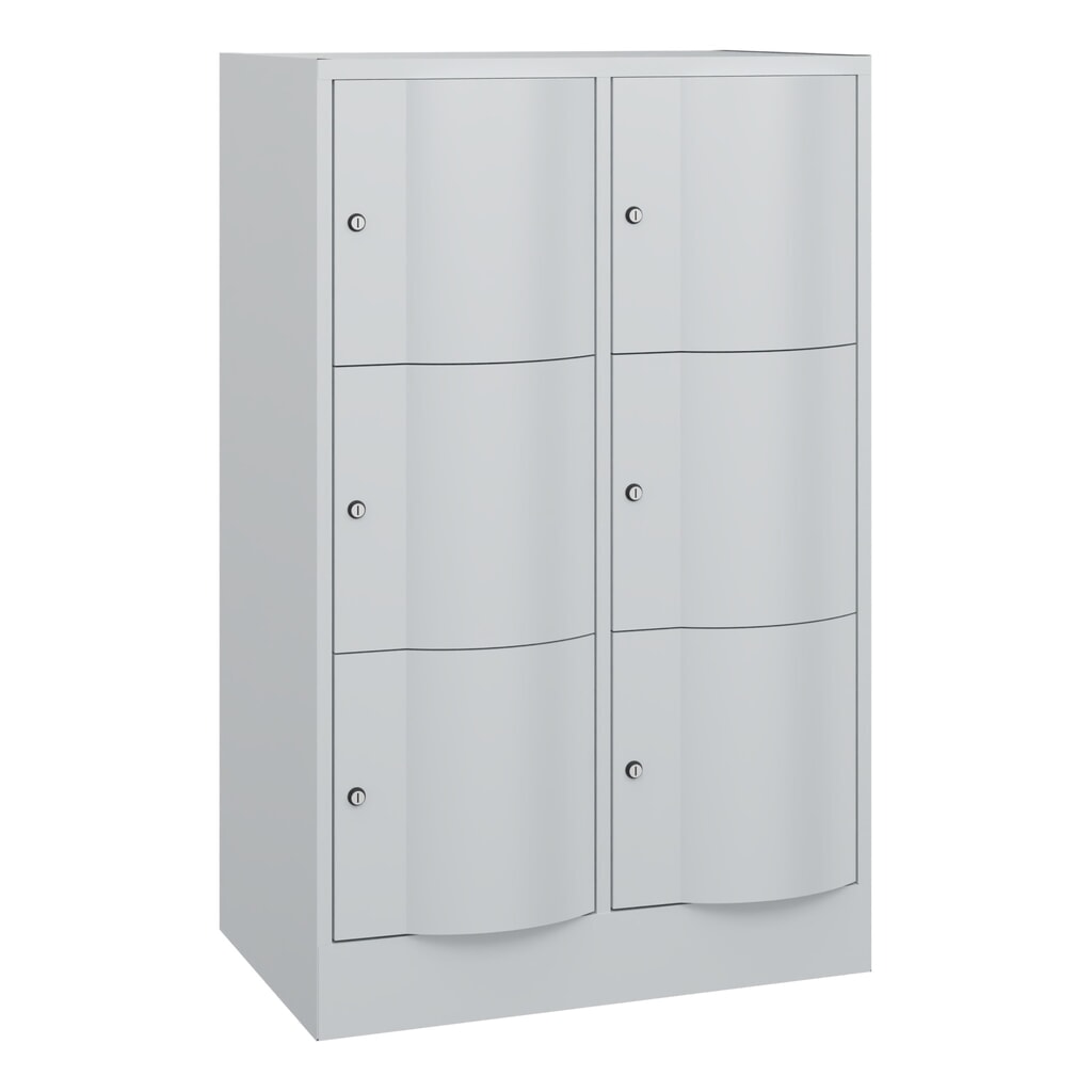Product afbeelding: Locker C+P met vandalismebestendige deuren, 2 x 3 vakken, hxbxd 1.225 x 770 x 540 mm, lichtgrijs, lichtgrijs