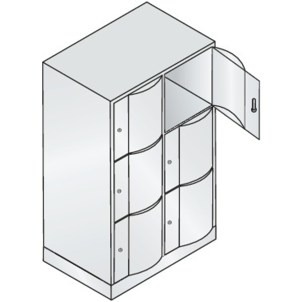 Productafbeelding nr. 2: Locker C+P met vandalismebestendige deuren, 2 x 3 vakken, hxbxd 1.225 x 770 x 540 mm, lichtgrijs, antracietgrijs