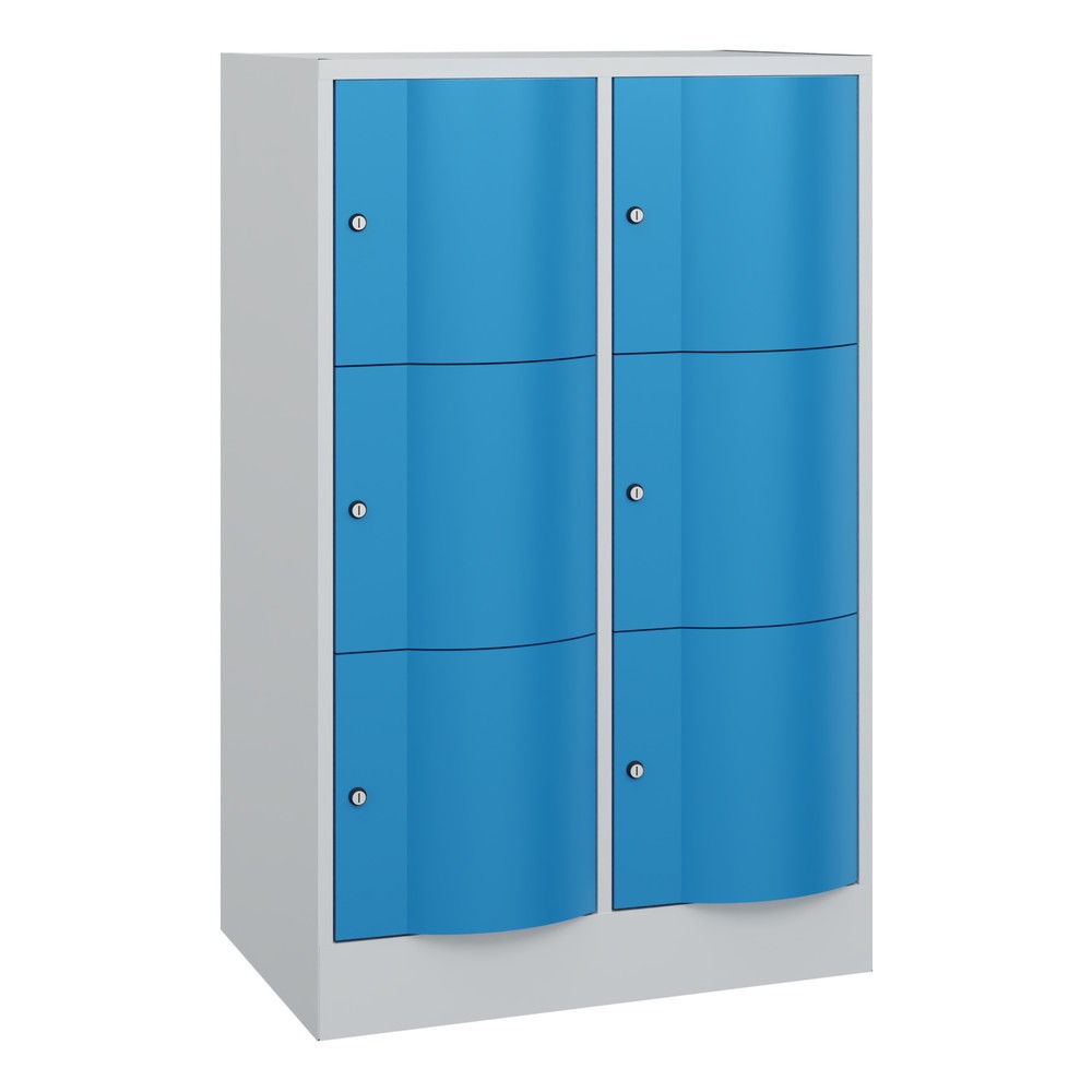 Productafbeelding nr. 1: Locker C+P met vandalismebestendige deuren, 2 x 3 vakken, hxbxd 1.225 x 770 x 540 mm, lichtgrijs, lichtblauw