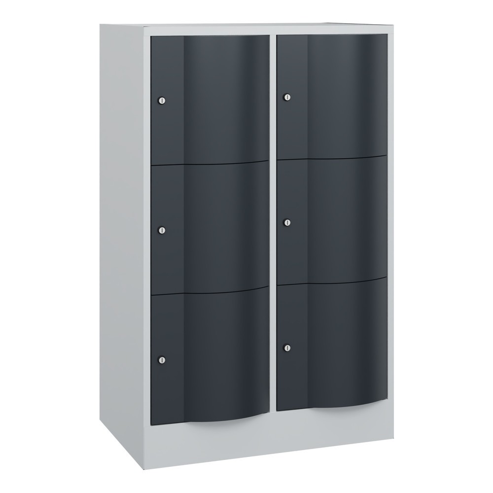 Productafbeelding nr. 1: Locker C+P met vandalismebestendige deuren, 2 x 3 vakken, hxbxd 1.225 x 770 x 540 mm, lichtgrijs, antracietgrijs
