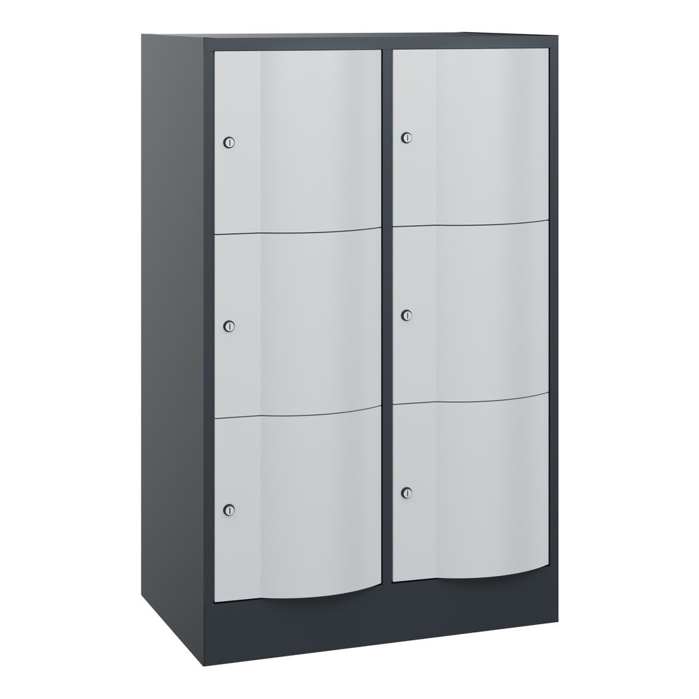 Productafbeelding nr. 1: Locker C+P met vandalismebestendige deuren, 2 x 3 vakken, hxbxd 1.225 x 770 x 540 mm, antracietgrijs, lichtgrijs