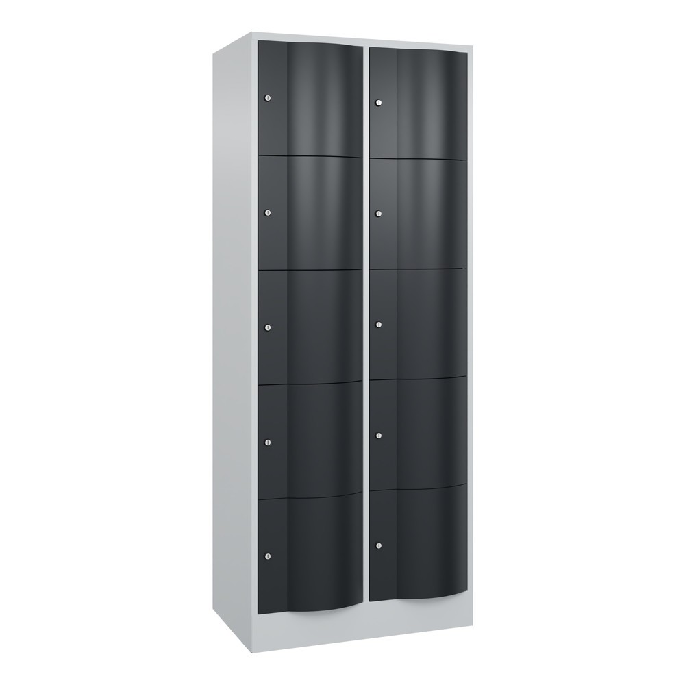 Productafbeelding nr. 1: Locker C+P met vandalismebestendige deuren, 2 x 5 vakken, hxbxd 1.950 x 770 x 540 mm, lichtgrijs, antracietgrijs
