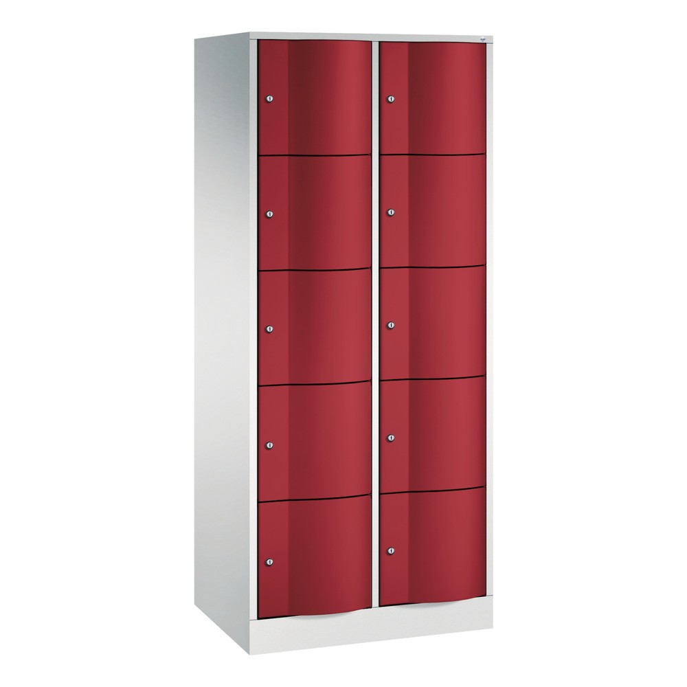 Productafbeelding nr. 1: Locker C+P met vandalismebestendige deuren, 2 x 5 vakken, hxbxd 1.950 x 770 x 540 mm, lichtgrijs, robijnrood
