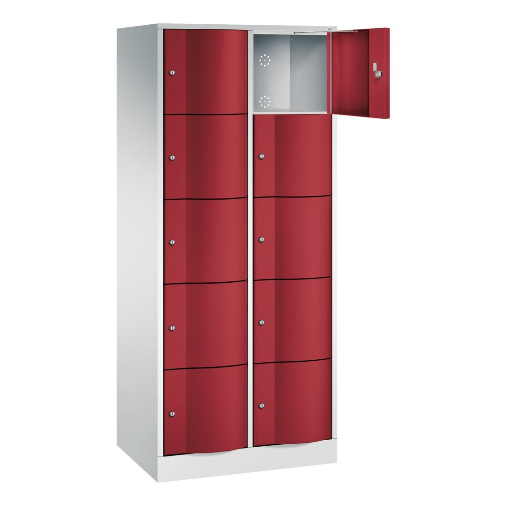 Productafbeelding nr. 3: Locker C+P met vandalismebestendige deuren, 2 x 5 vakken, hxbxd 1.950 x 770 x 540 mm, lichtgrijs, robijnrood