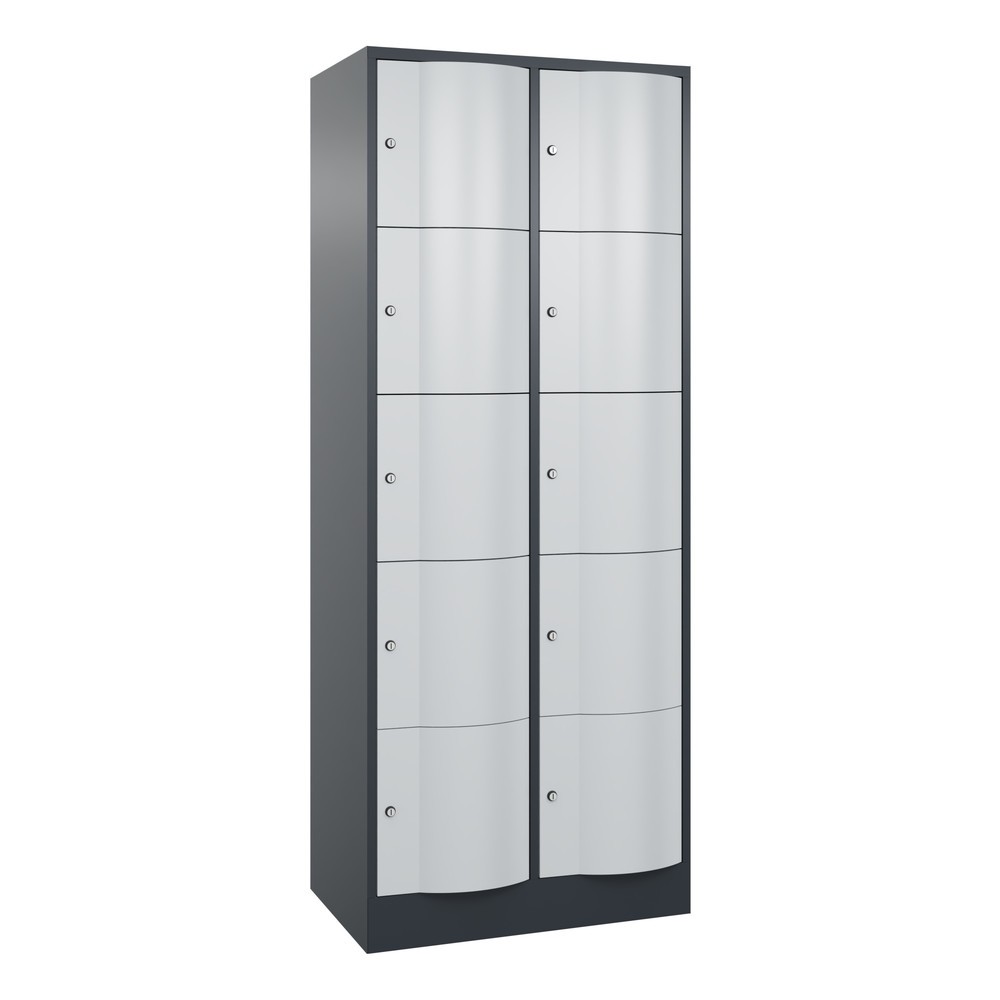 Productafbeelding nr. 1: Locker C+P met vandalismebestendige deuren, 2 x 5 vakken, hxbxd 1.950 x 770 x 540 mm, antracietgrijs, lichtgrijs