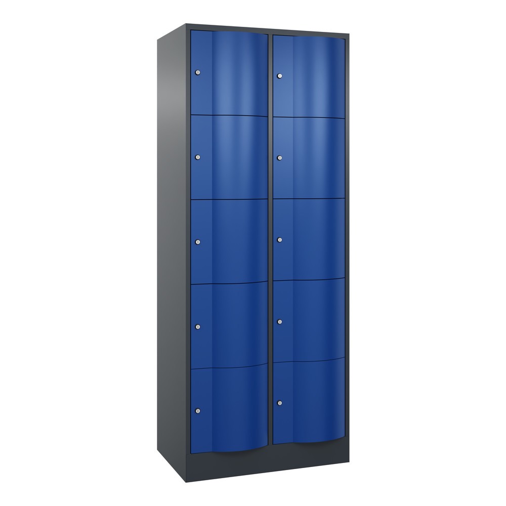 Productafbeelding nr. 1: Locker C+P met vandalismebestendige deuren, 2 x 5 vakken, hxbxd 1.950 x 770 x 540 mm, antracietgrijs, gentiaanblauw