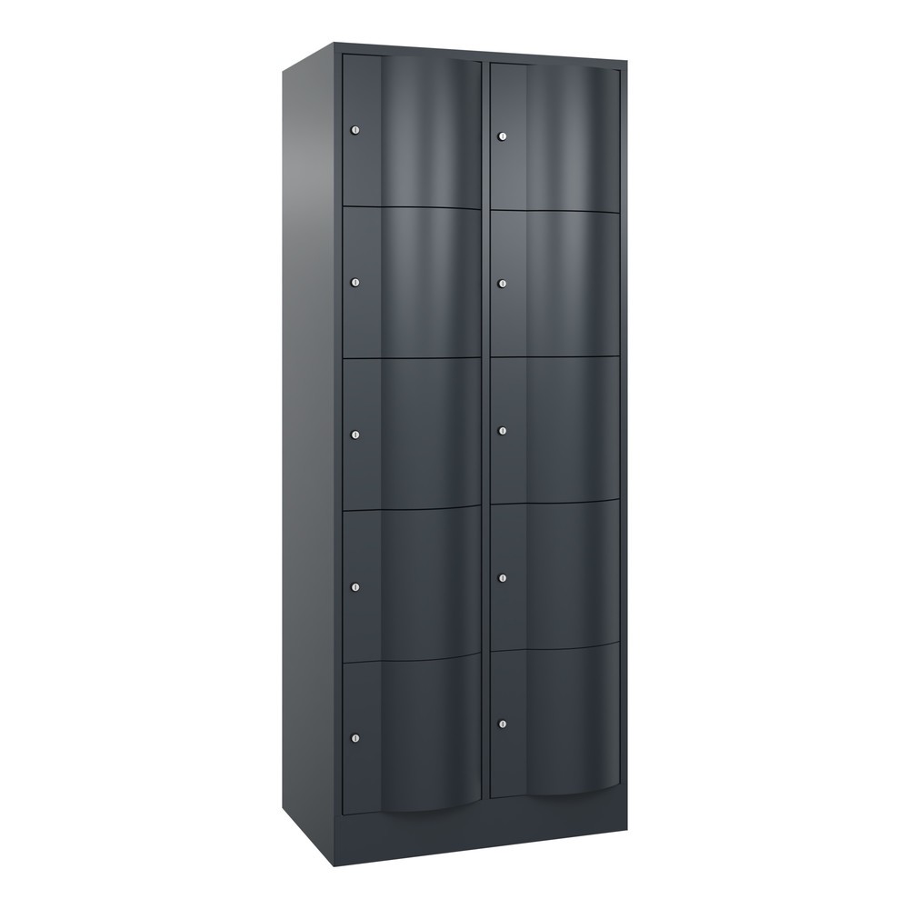 Productafbeelding nr. 1: Locker C+P met vandalismebestendige deuren, 2 x 5 vakken, hxbxd 1.950 x 770 x 540 mm, antracietgrijs, antracietgrijs