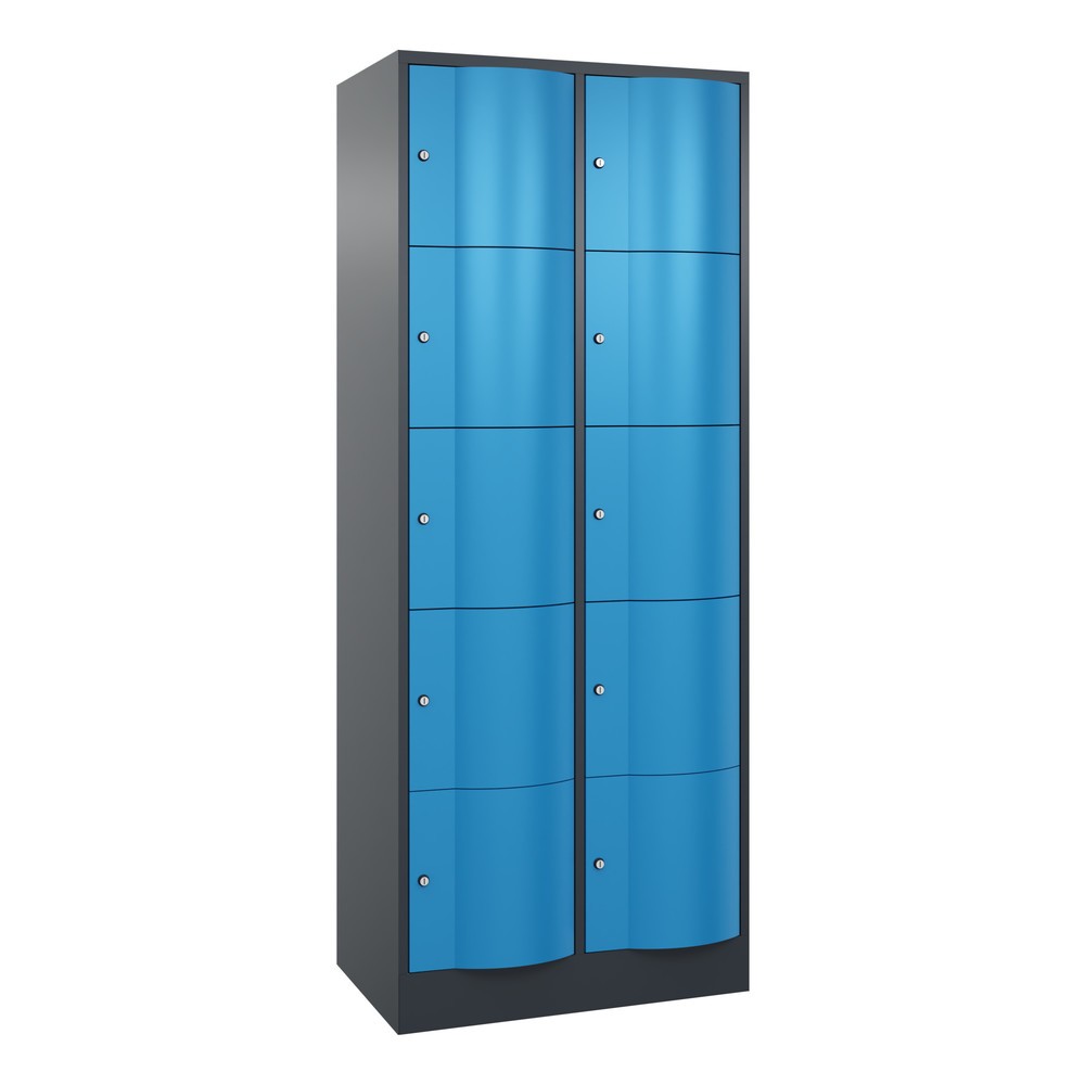 Productafbeelding nr. 1: Locker C+P met vandalismebestendige deuren, 2 x 5 vakken, hxbxd 1.950 x 770 x 540 mm, antracietgrijs, lichtblauw