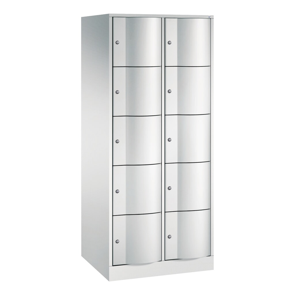 Locker C+P met vandalismebestendige deuren, 2 x 5 vakken, hxbxd 1.950 x 770 x 640 mm, lichtgrijs, lichtgrijs Product afbeelding: Locker C+P met vandalismebestendige deuren, 2 x 5 vakken, hxbxd 1.950 x 770 x 640 mm, lichtgrijs, lichtgrijs