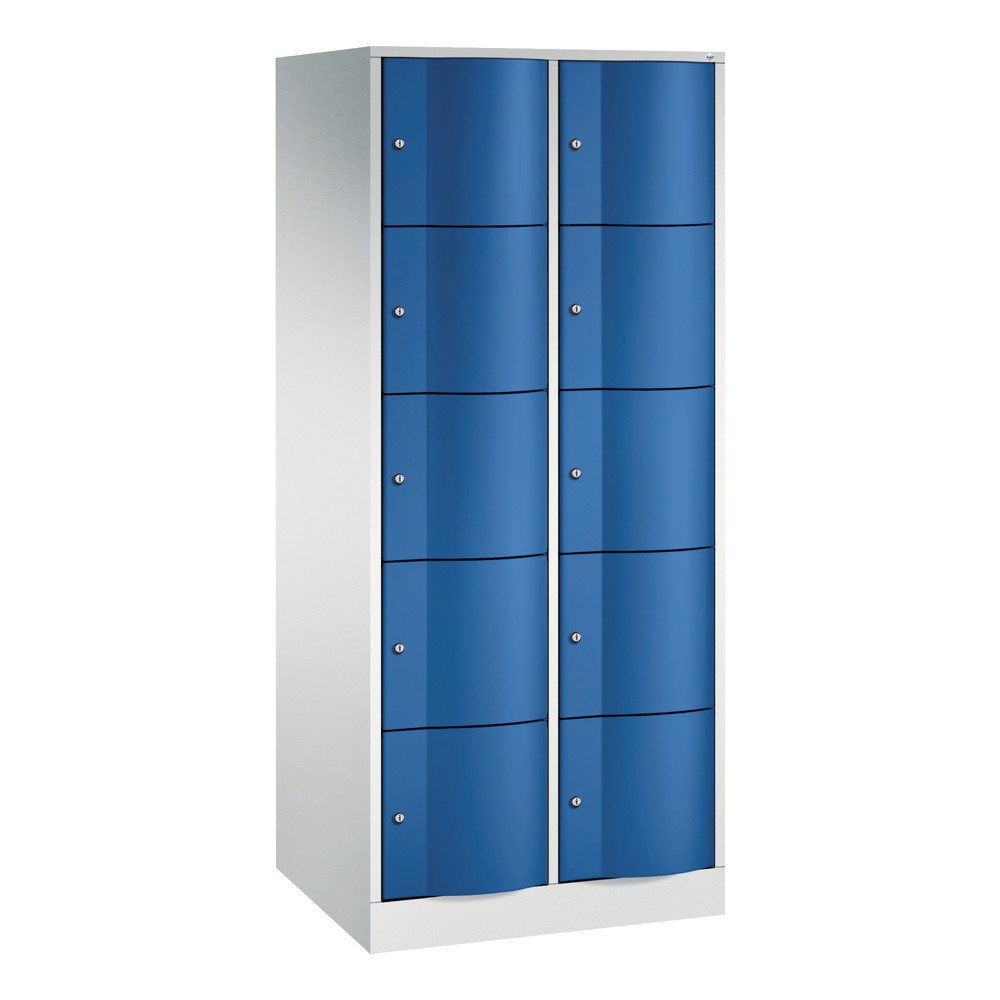 Productafbeelding nr. 1: Locker C+P met vandalismebestendige deuren, 2 x 5 vakken, hxbxd 1.950 x 770 x 640 mm, lichtgrijs, gentiaanblauw