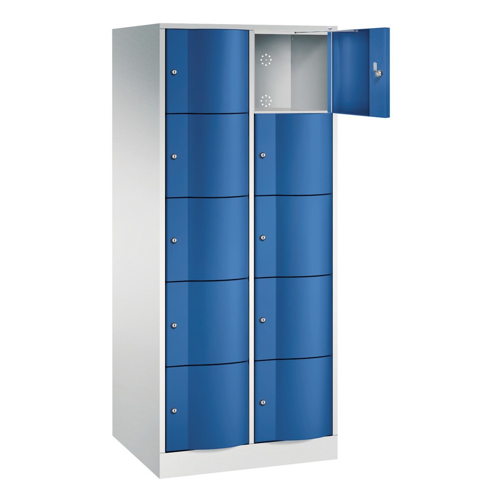 Productafbeelding nr. 2: Locker C+P met vandalismebestendige deuren, 2 x 5 vakken, hxbxd 1.950 x 770 x 640 mm, lichtgrijs, gentiaanblauw