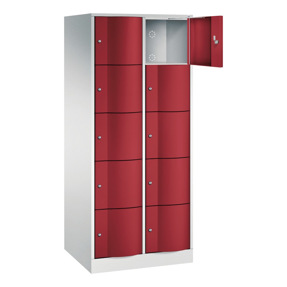 Productafbeelding nr. 2: Locker C+P met vandalismebestendige deuren, 2 x 5 vakken, hxbxd 1.950 x 770 x 640 mm, lichtgrijs, robijnrood