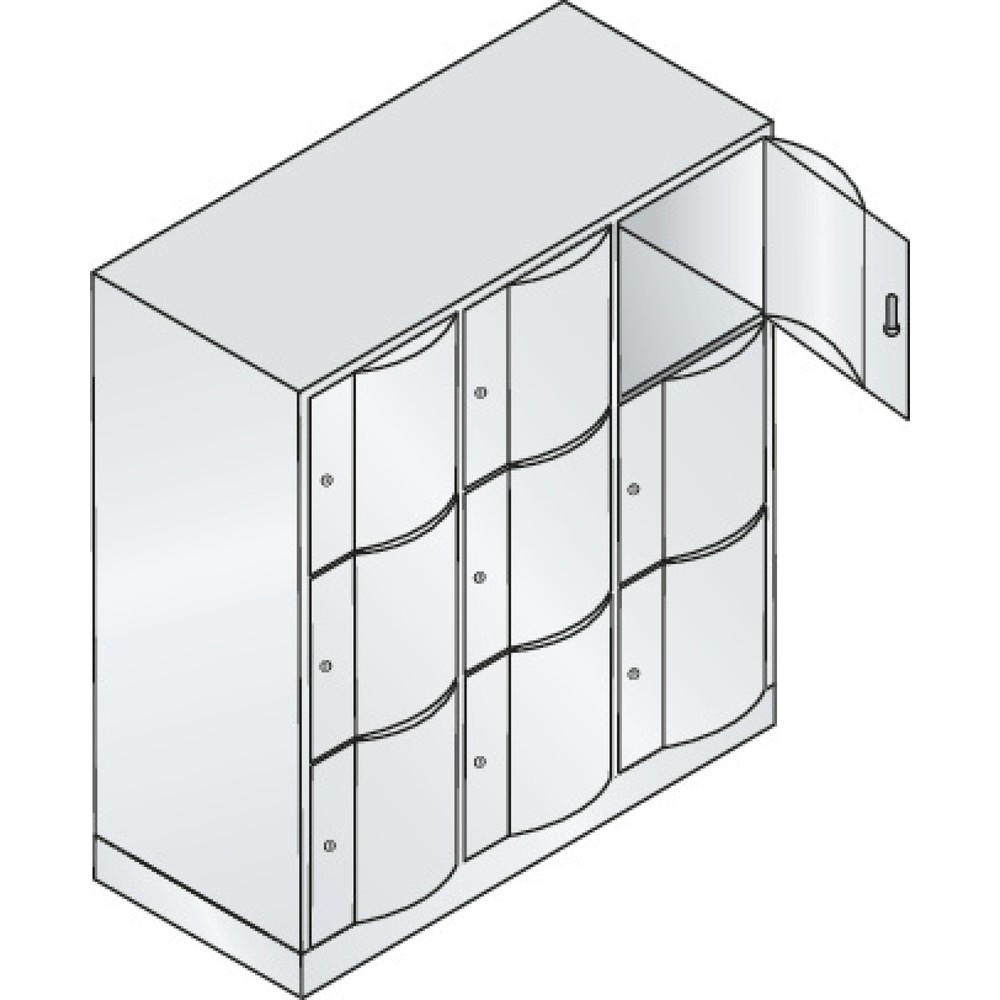 Productafbeelding nr. 2: Locker C+P met vandalismebestendige deuren, 3 x 3 vakken, hxbxd 1.225 x 1.150 x 540 mm, antracietgrijs, robijnrood