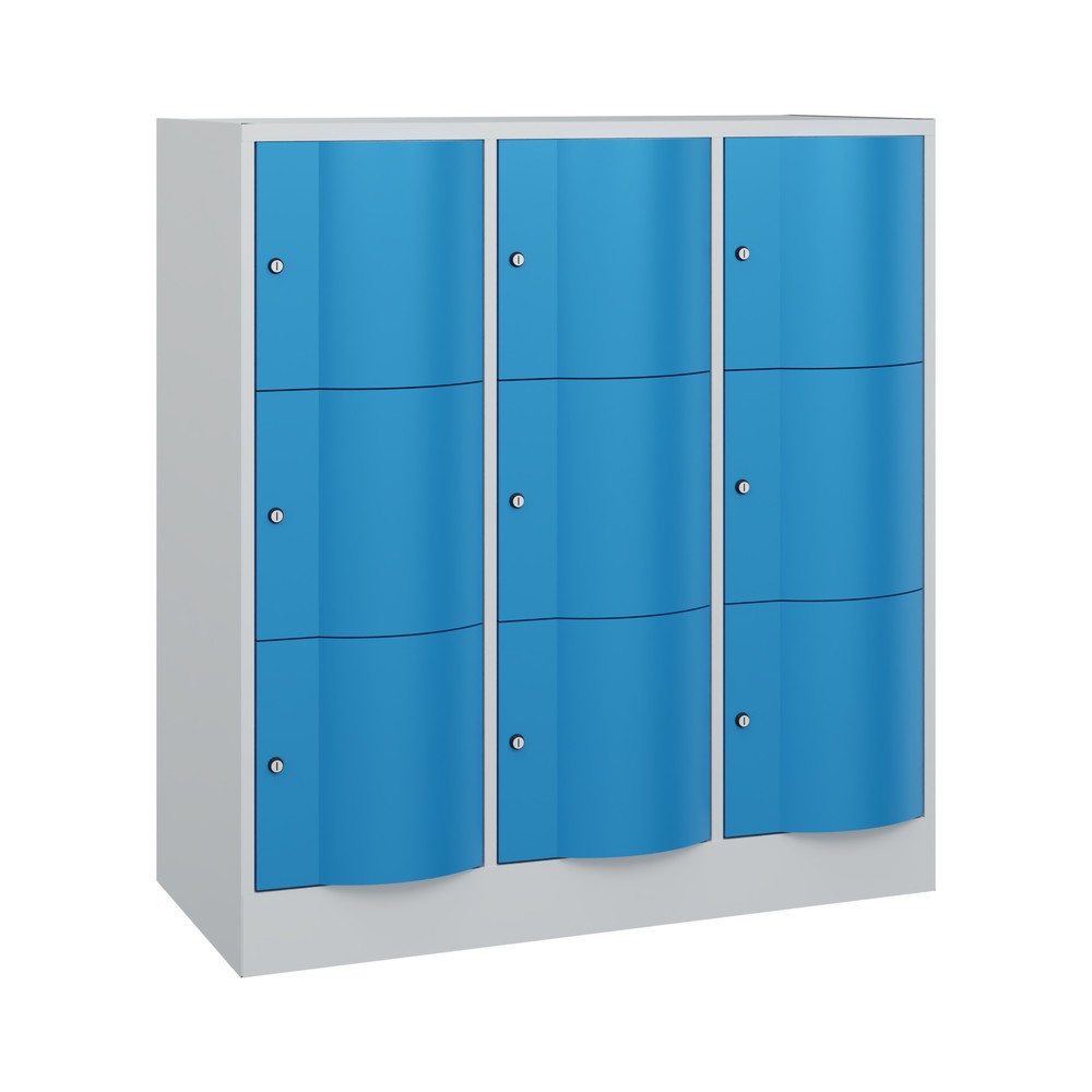 Productafbeelding nr. 1: Locker C+P met vandalismebestendige deuren, 3 x 3 vakken, hxbxd 1.225 x 1.150 x 540 mm, lichtgrijs, lichtblauw