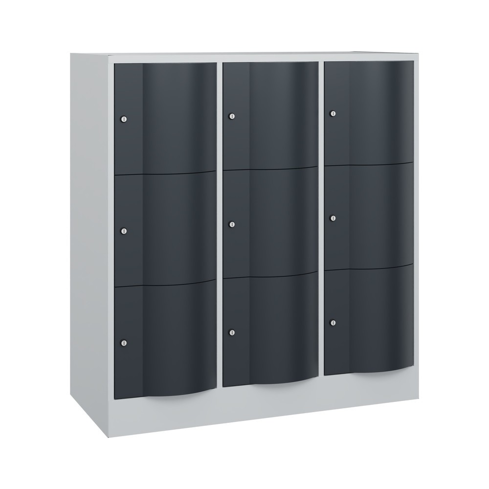 Productafbeelding nr. 1: Locker C+P met vandalismebestendige deuren, 3 x 3 vakken, hxbxd 1.225 x 1.150 x 540 mm, lichtgrijs, antracietgrijs