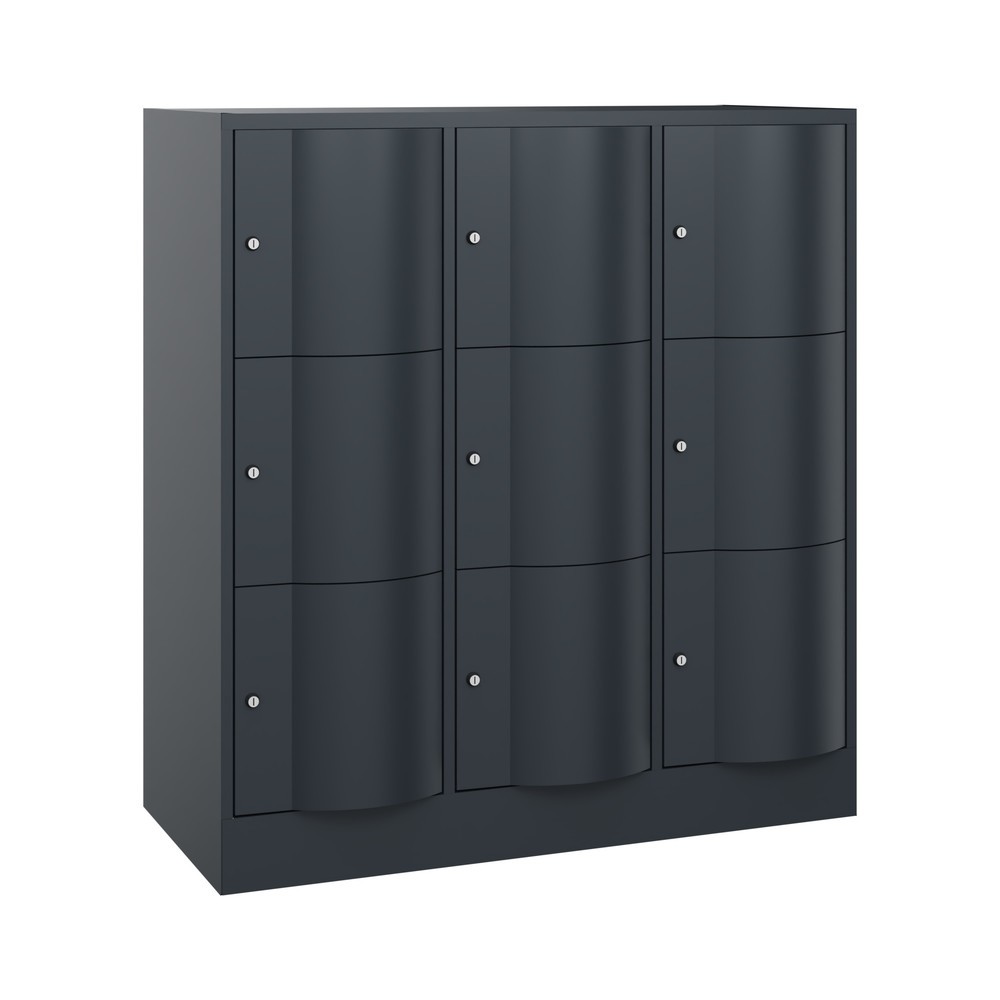 Productafbeelding nr. 1: Locker C+P met vandalismebestendige deuren, 3 x 3 vakken, hxbxd 1.225 x 1.150 x 540 mm, antracietgrijs, antracietgrijs