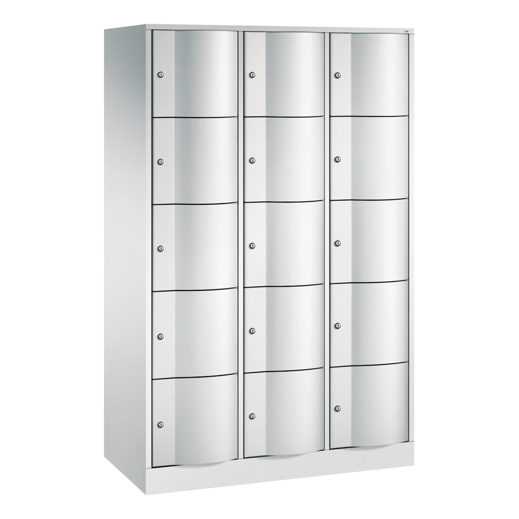 Locker C+P met vandalismebestendige deuren, 3 x 5 vakken, hxbxd 1.950 x 1.150 x 540 mm, lichtgrijs, lichtgrijs Product afbeelding: Locker C+P met vandalismebestendige deuren, 3 x 5 vakken, hxbxd 1.950 x 1.150 x 540 mm, lichtgrijs, lichtgrijs