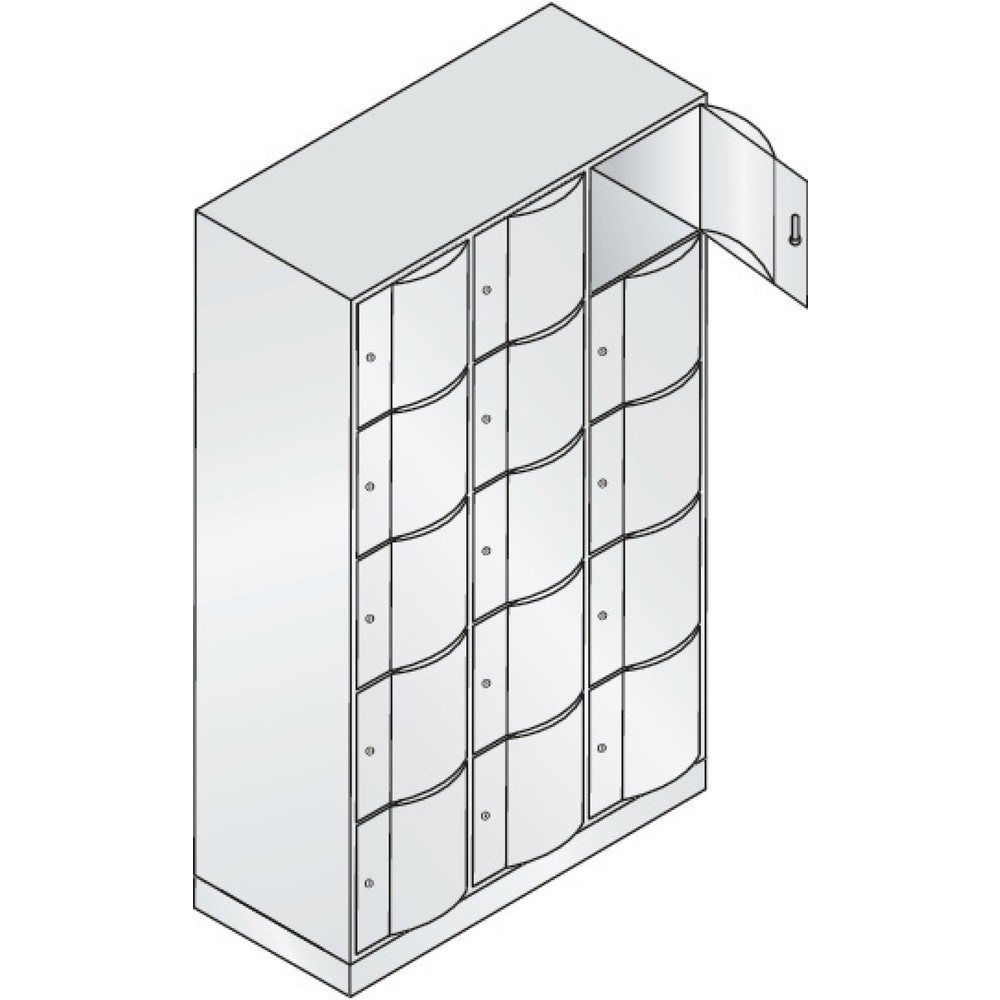 Productafbeelding nr. 2: Locker C+P met vandalismebestendige deuren, 3 x 5 vakken, hxbxd 1.950 x 1.150 x 540 mm, lichtgrijs, gentiaanblauw