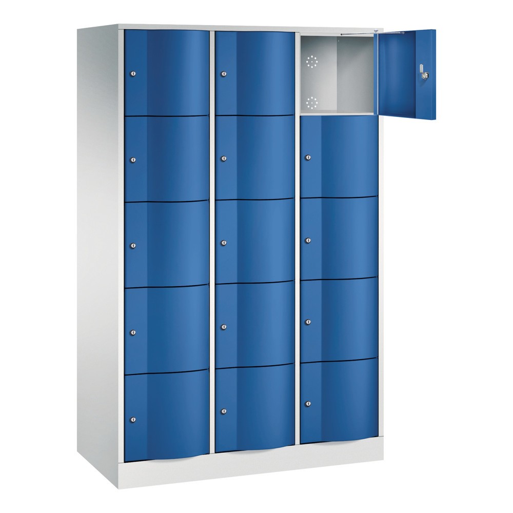 Productafbeelding nr. 3: Locker C+P met vandalismebestendige deuren, 3 x 5 vakken, hxbxd 1.950 x 1.150 x 540 mm, lichtgrijs, gentiaanblauw