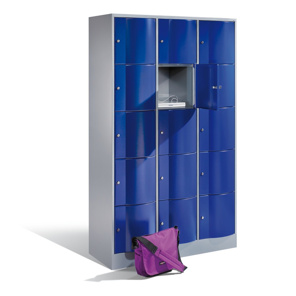 Productafbeelding nr. 4: Locker C+P met vandalismebestendige deuren, 3 x 5 vakken, hxbxd 1.950 x 1.150 x 540 mm, lichtgrijs, gentiaanblauw