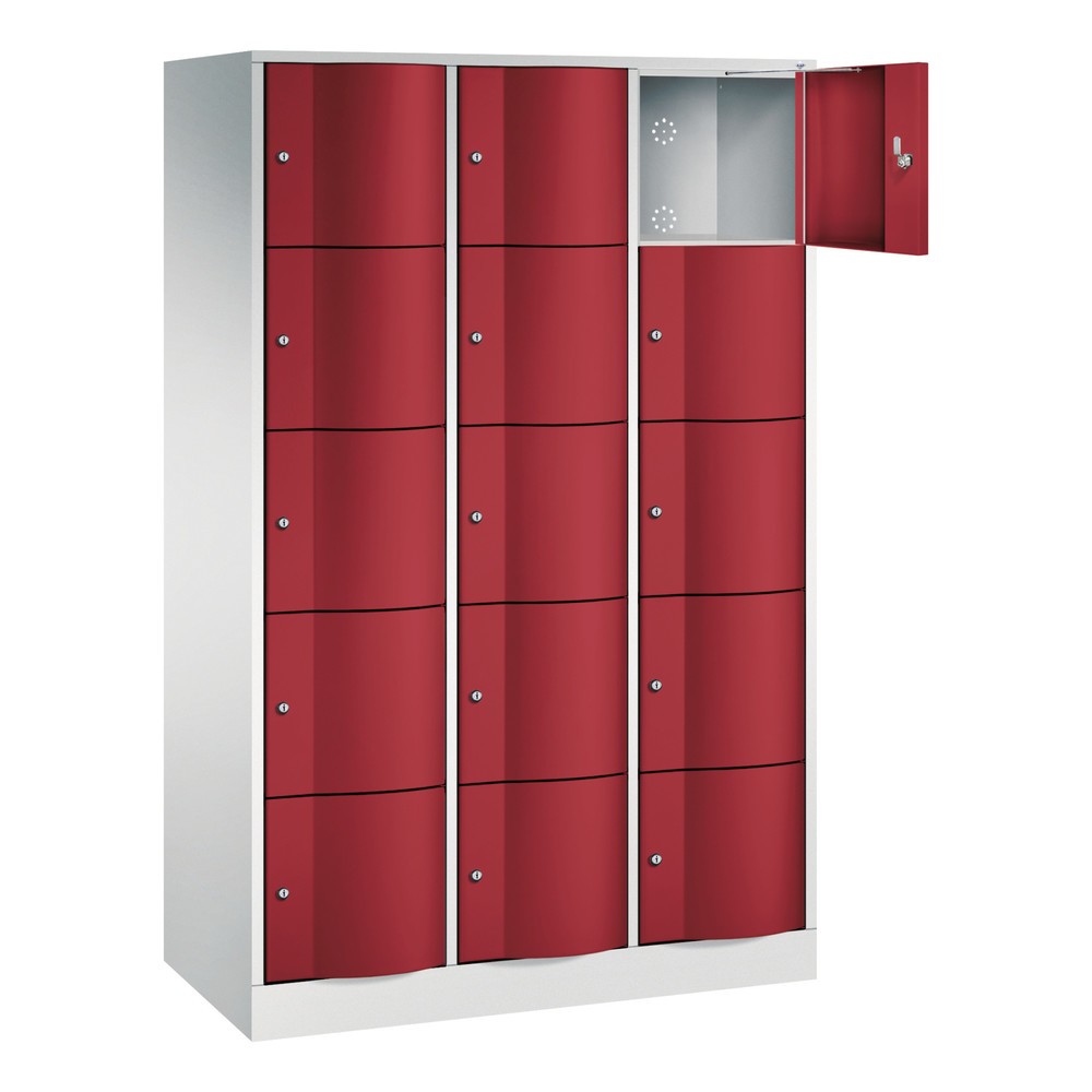Productafbeelding nr. 3: Locker C+P met vandalismebestendige deuren, 3 x 5 vakken, hxbxd 1.950 x 1.150 x 540 mm, lichtgrijs, robijnrood
