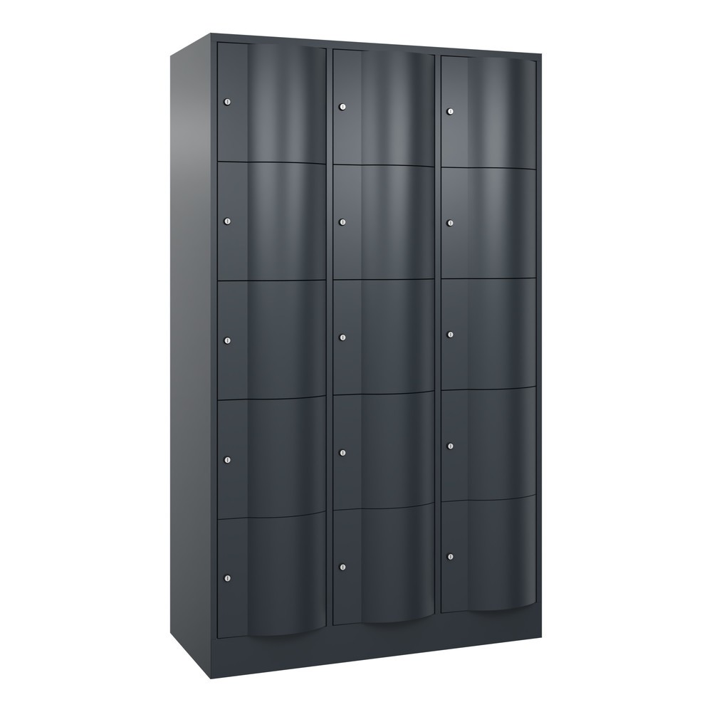 Productafbeelding nr. 1: Locker C+P met vandalismebestendige deuren, 3 x 5 vakken, hxbxd 1.950 x 1.150 x 540 mm, antracietgrijs, antracietgrijs