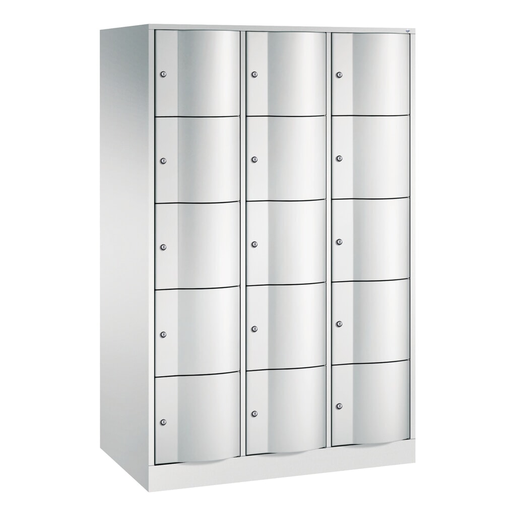 Locker C+P met vandalismebestendige deuren, 3 x 5 vakken, hxbxd 1.950 x 1.150 x 640 mm, lichtgrijs, lichtgrijs Product afbeelding: Locker C+P met vandalismebestendige deuren, 3 x 5 vakken, hxbxd 1.950 x 1.150 x 640 mm, lichtgrijs, lichtgrijs