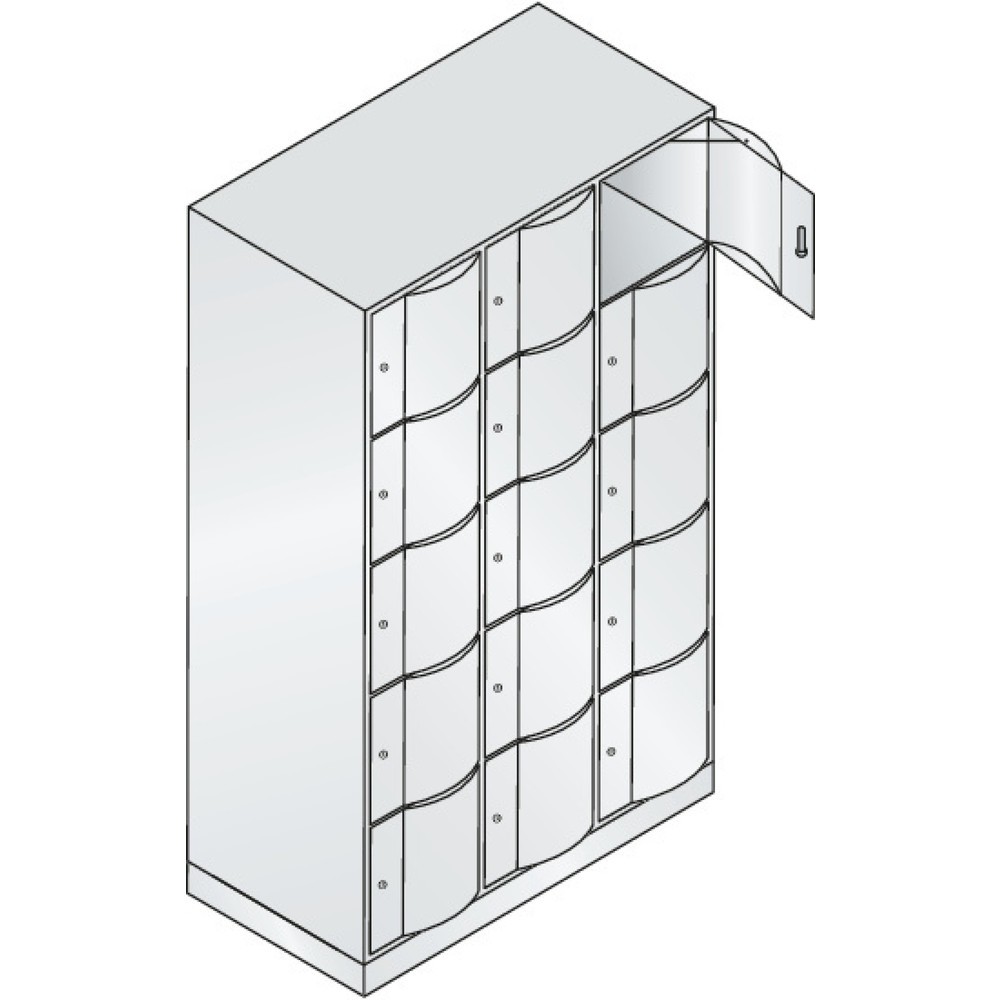 Productafbeelding nr. 2: Locker C+P met vandalismebestendige deuren, 3 x 5 vakken, hxbxd 1.950 x 1.150 x 640 mm, lichtgrijs, gentiaanblauw