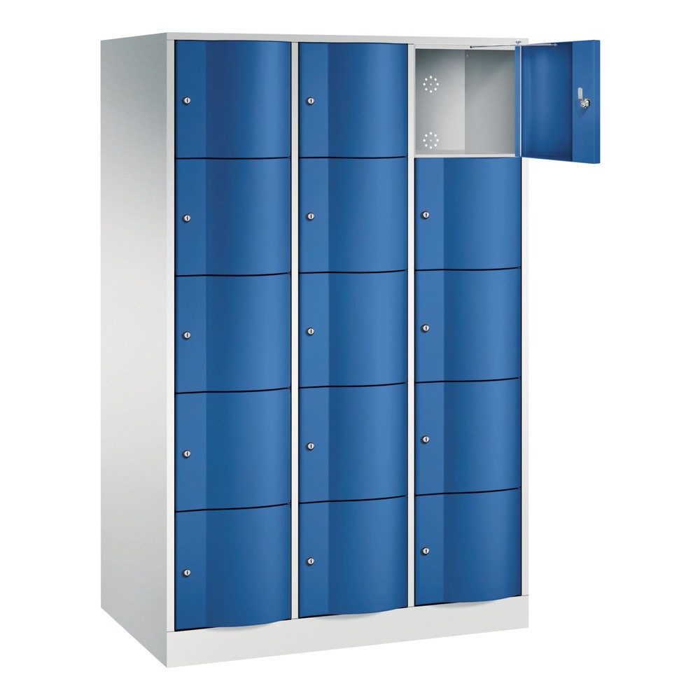 Productafbeelding nr. 3: Locker C+P met vandalismebestendige deuren, 3 x 5 vakken, hxbxd 1.950 x 1.150 x 640 mm, lichtgrijs, gentiaanblauw