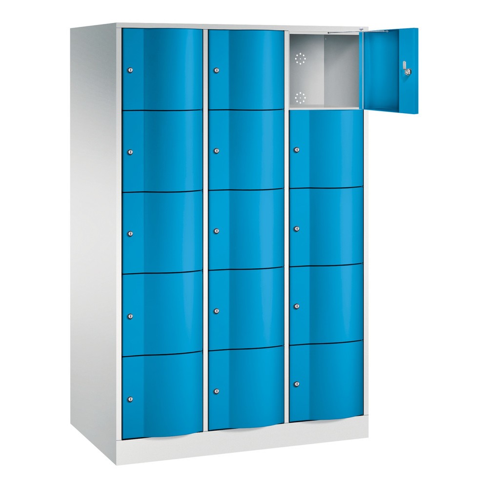 Productafbeelding nr. 3: Locker C+P met vandalismebestendige deuren, 3 x 5 vakken, hxbxd 1.950 x 1.150 x 640 mm, lichtgrijs, lichtblauw