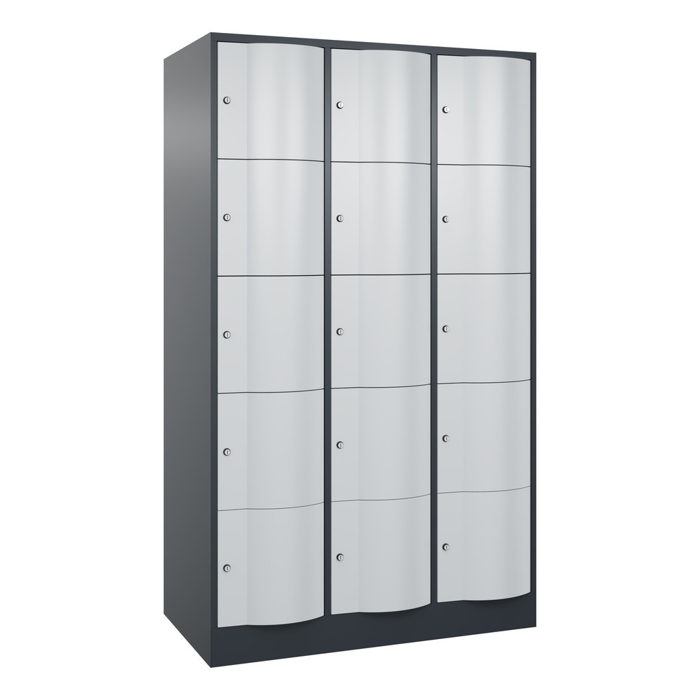 Productafbeelding nr. 1: Locker C+P met vandalismebestendige deuren, 3 x 5 vakken, hxbxd 1.950 x 1.150 x 640 mm, antracietgrijs, lichtgrijs