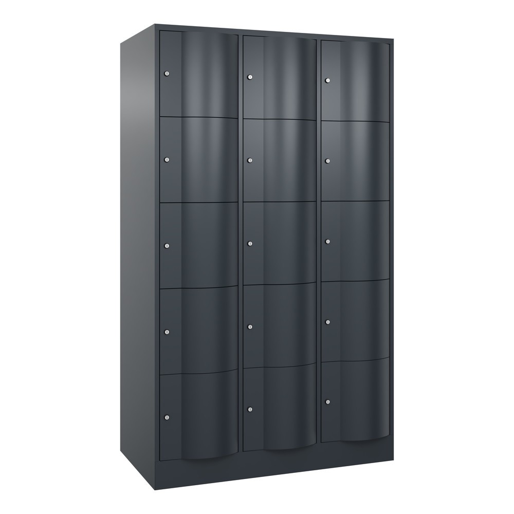 Product afbeelding: Locker C+P met vandalismebestendige deuren, 3 x 5 vakken, hxbxd 1.950 x 1.150 x 640 mm, antracietgrijs, antracietgrijs